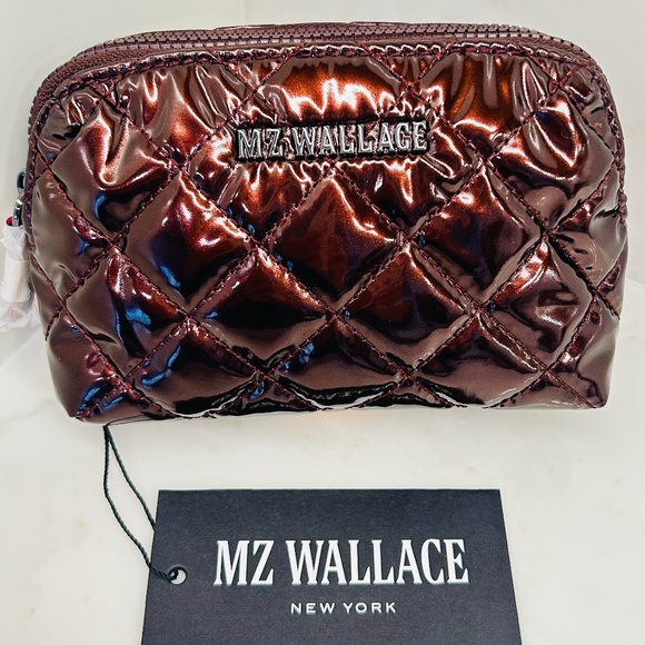 MZ Wallace Double Zip Mini Cosmetic - Bordeaux Lacquer - NWT - Great Fall Color! - Picture 1 of 8
